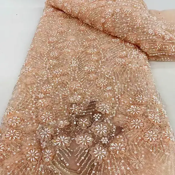پارچه توری توری گلدوزی سنگین ساخته شده