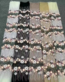 پارچه گلدوزی سه بعدی دست ساز