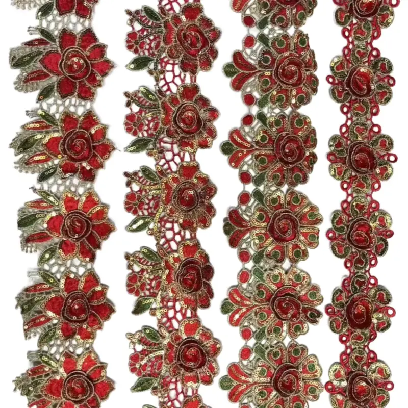 Fashionable High Quality Short Three Dimensional Floral Sequin Lace Suitable For Dresses And Other Accessories