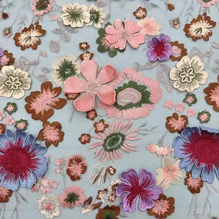Wholesale Beautiful 3d Flower Beaded Cheap Textile Embroidery Fabric Swiss Voile Lace Trim 2021 Wholesale Beautiful 3d Flower Beaded Cheap Textile Embroidery Fabric Swiss Voile Lace Trim 2021