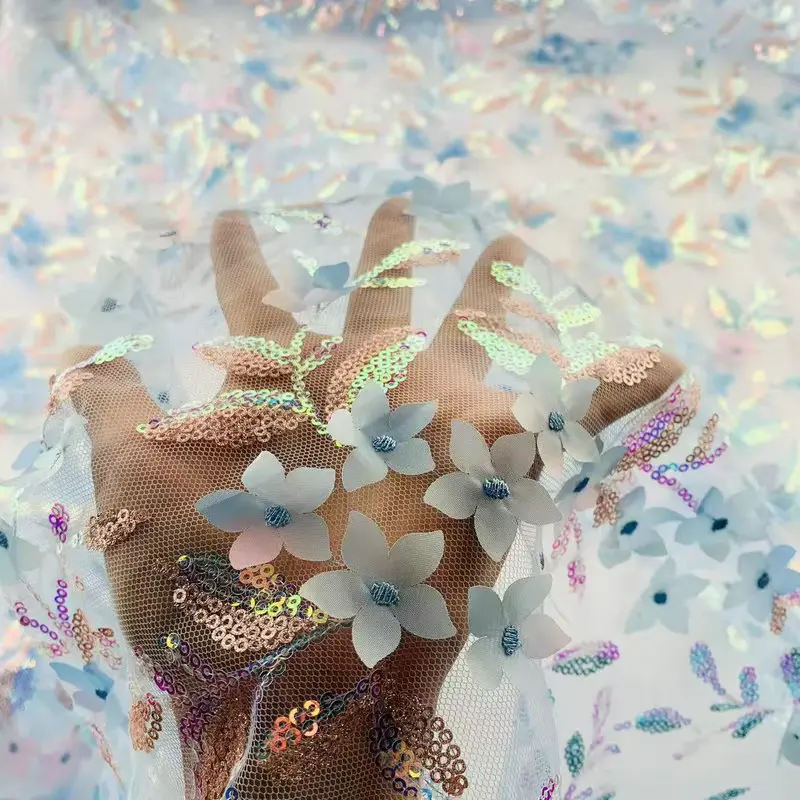 Wholesale Beautiful 3d Flower Beaded Cheap Textile Embroidery Fabric Swiss Voile Lace Trim 2021 Wholesale Beautiful 3d Flower Beaded Cheap Textile Embroidery Fabric Swiss Voile Lace Trim 2021