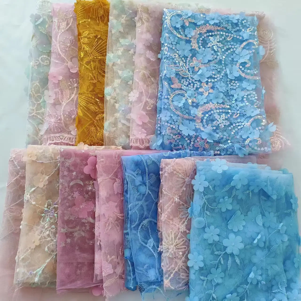 Wholesale Beautiful 3d Flower Beaded Cheap Textile Embroidery Fabric Swiss Voile Lace Trim 2021 Wholesale Beautiful 3d Flower Beaded Cheap Textile Embroidery Fabric Swiss Voile Lace Trim 2021