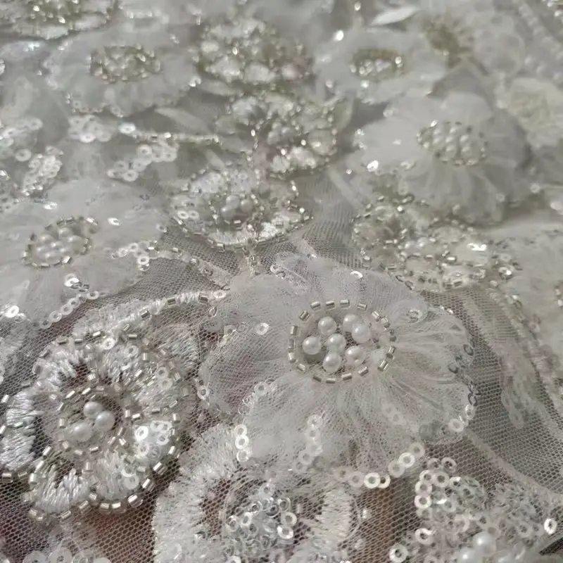 Wholesale Beautiful 3d Flower Beaded Cheap Textile Embroidery Fabric Swiss Voile Lace Trim 2021 Wholesale Beautiful 3d Flower Beaded Cheap Textile Embroidery Fabric Swiss Voile Lace Trim 2021