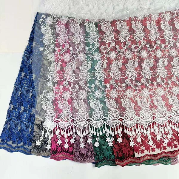 فروش عمده منجوق گل سه بعدی زیبا پارچه دوزی پارچه ای ارزان پارچه توری ویل سوئیسی 2021